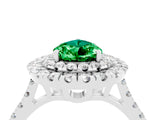 White gold Double Halo Pear Cut Emerald Pavé Band with Four-Prong Setting_4