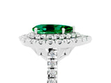 White gold Double Halo Pear Cut Emerald Pavé Band with Four-Prong Setting_5