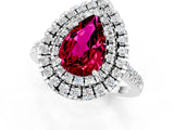 White gold Double Halo Pear Cut Garnet Pavé Band with Four-Prong Setting_1
