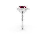 White gold Double Halo Pear Cut Garnet Pavé Band with Four-Prong Setting_2
