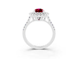 White gold Double Halo Pear Cut Garnet Pavé Band with Four-Prong Setting_3