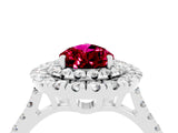 White gold Double Halo Pear Cut Garnet Pavé Band with Four-Prong Setting_4
