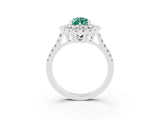 White gold Double Halo Pear Cut Green Sapphire Pavé Band with Four-Prong Setting_3