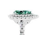 White gold Double Halo Pear Cut Green Sapphire Pavé Band with Four-Prong Setting_5