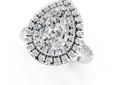 White gold Double Halo Pear Cut Moissanite Pavé Band with Four-Prong Setting_1