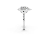 White gold Double Halo Pear Cut Moissanite Pavé Band with Four-Prong Setting_2