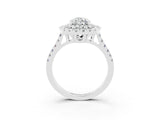 White gold Double Halo Pear Cut Moissanite Pavé Band with Four-Prong Setting_3