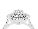 White gold Double Halo Pear Cut Moissanite Pavé Band with Four-Prong Setting_4