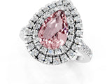 White gold Double Halo Pear Cut Morganite Pavé Band with Four-Prong Setting_1