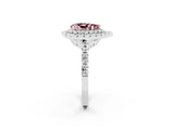 White gold Double Halo Pear Cut Morganite Pavé Band with Four-Prong Setting_2