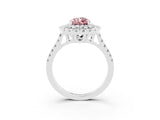 White gold Double Halo Pear Cut Morganite Pavé Band with Four-Prong Setting_3