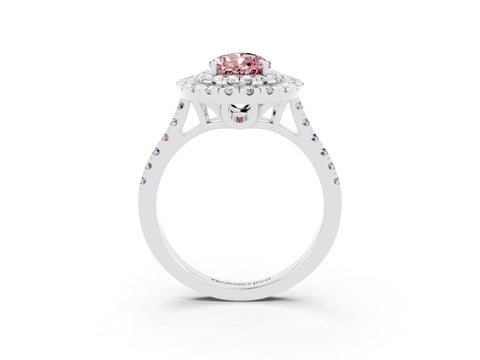 White gold Double Halo Pear Cut Morganite Pavé Band with Four-Prong Setting_3