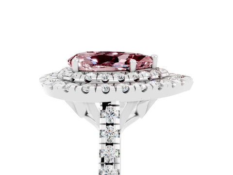 White gold Double Halo Pear Cut Morganite Pavé Band with Four-Prong Setting_5