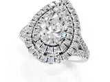 White gold Double Halo Pear Cut Pave Split Shank Prong Set Ring_16