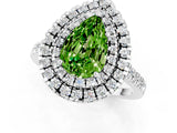 White gold Double Halo Pear Cut Peridot Pavé Band with Four-Prong Setting_1