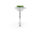 White gold Double Halo Pear Cut Peridot Pavé Band with Four-Prong Setting_2