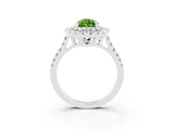 White gold Double Halo Pear Cut Peridot Pavé Band with Four-Prong Setting_3