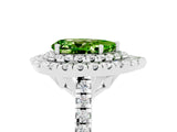 White gold Double Halo Pear Cut Peridot Pavé Band with Four-Prong Setting_5
