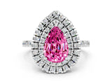 White gold Double Halo Pear Cut Pink Sapphire Pavé Band with Four-Prong Setting_24