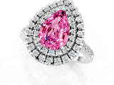 White gold Double Halo Pear Cut Pink Sapphire Pavé Band with Four-Prong Setting_25