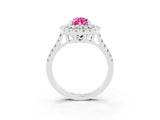 White gold Double Halo Pear Cut Pink Sapphire Pavé Band with Four-Prong Setting_27