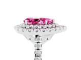 White gold Double Halo Pear Cut Pink Sapphire Pavé Band with Four-Prong Setting_29