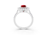 White gold Double Halo Pear Cut Ruby Pavé Band with Four-Prong Setting_3