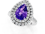 White gold Double Halo Pear Cut Tanzanite Pavé Band with Four-Prong Setting_1