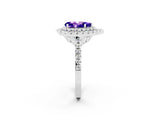 White gold Double Halo Pear Cut Tanzanite Pavé Band with Four-Prong Setting_2