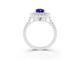 White gold Double Halo Pear Cut Tanzanite Pavé Band with Four-Prong Setting_3