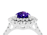 White gold Double Halo Pear Cut Tanzanite Pavé Band with Four-Prong Setting_4