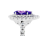 White gold Double Halo Pear Cut Tanzanite Pavé Band with Four-Prong Setting_5