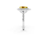 White gold Double Halo Pear Cut Yellow Sapphire Pavé Band with Four-Prong Setting_26
