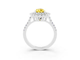 White gold Double Halo Pear Cut Yellow Sapphire Pavé Band with Four-Prong Setting_27