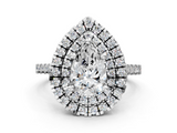 White gold Double Halo Pear Diamond Pave Band with Four-Prong Setting_105