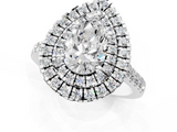 White gold Double Halo Pear Diamond Pave Band with Four-Prong Setting_106