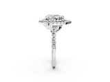 White gold Double Halo Pear Diamond Pave Band with Four-Prong Setting_107