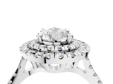 White gold Double Halo Pear Diamond Pave Band with Four-Prong Setting_113