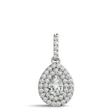 White gold Double Halo Pear Diamond Pendant with Pavé Setting 1