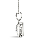 White gold Double Halo Pear Diamond Pendant with Pavé Setting 2