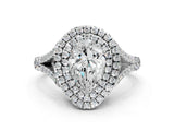 White gold Double Halo Pear-Shaped Split Shank Diamond Ring with Prong Setting_48