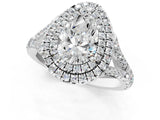 White gold Double Halo Pear-Shaped Split Shank Diamond Ring with Prong Setting_49