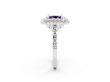 White gold Double Halo Princess Cut Amethyst Pavé Band with Four-Prong Setting_2