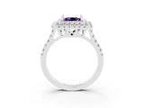 White gold Double Halo Princess Cut Amethyst Pavé Band with Four-Prong Setting_3