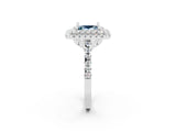 White gold Double Halo Princess Cut Aquamarine Pavé Band with Four-Prong Setting_2