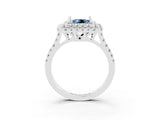 White gold Double Halo Princess Cut Aquamarine Pavé Band with Four-Prong Setting_3