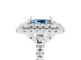 White gold Double Halo Princess Cut Aquamarine Pavé Band with Four-Prong Setting_5
