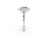 White gold Double Halo Princess Cut Citrine Pavé Band with Four-Prong Setting_2