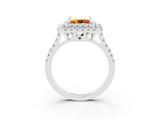 White gold Double Halo Princess Cut Citrine Pavé Band with Four-Prong Setting_3