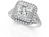 White gold Double Halo Princess Cut Diamond Split Shank Engagement Ring with Four-Prong Setting_4